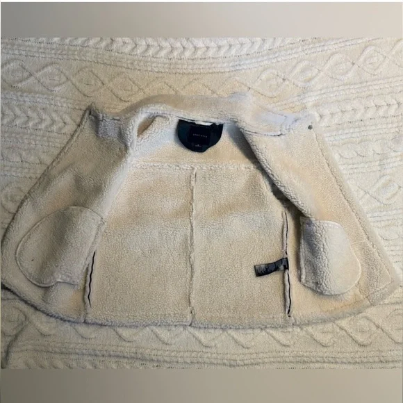 Sanctuary Black Cream Faux Sherpa Trimmed Vegan Leather Vest Medium - Picture 7 of 14